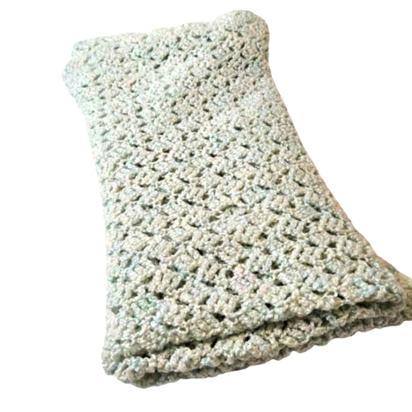 Handmade Crochet Blanket 40x40 Soft Lacy Afghan Pastel Baby Heirloom Cozy Throw - Picture 3 of 17